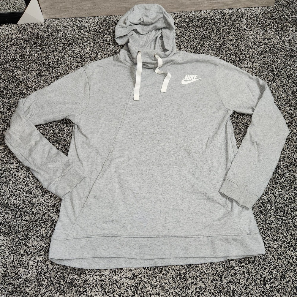 Nike Swoosh Hoodie Gray Women's Size Small, Lightweight,Ribbon Strings, Logo